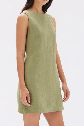 Nadine Linen Mini Dress - Pandan