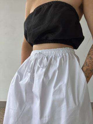 Poplin Cotton Maxi Skirt - White