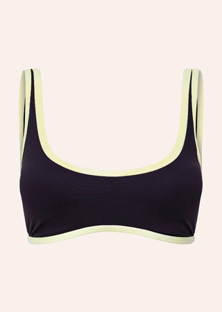 Solis Scoop Sports Bra - Black Bean/Soft Yellow