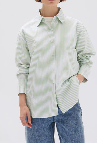 Signature Poplin Shirt - Rosemary/White