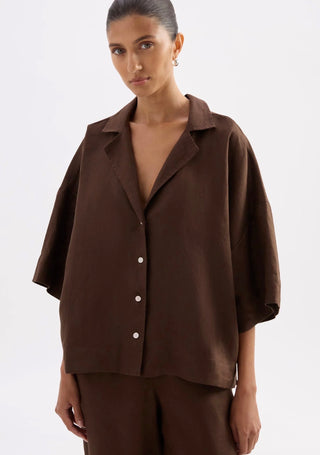 Lounge Linen Shirt - Chocolate