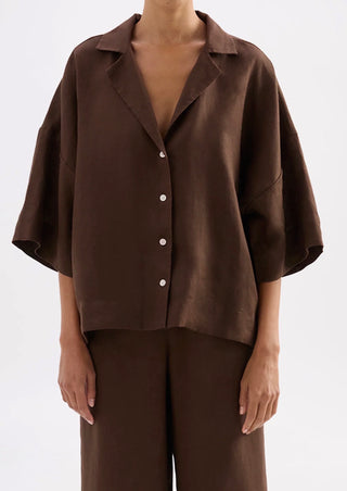 Lounge Linen Shirt - Chocolate