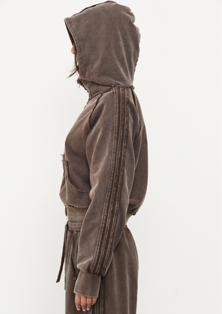 Acid Wash Zip Up Hoodie - Soil