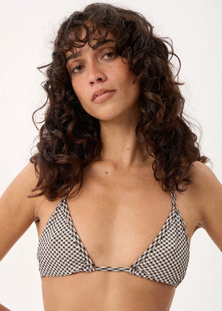Andrea Tri Bikini Top - Black/White Gingham