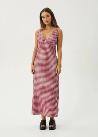 Tully Seersucker Maxi Dress - Base Burgundy Check