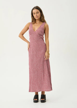 Tully Seersucker Maxi Dress - Base Burgundy Check