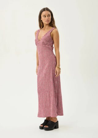 Tully Seersucker Maxi Dress - Base Burgundy Check