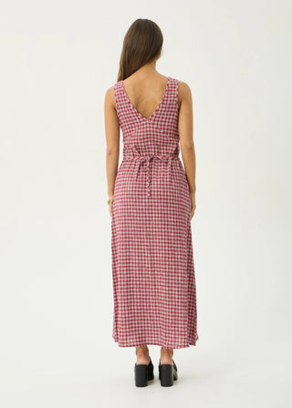 Tully Seersucker Maxi Dress - Base Burgundy Check