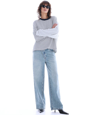 Lexi Soft Stripe Patchwork Tee - Blue
