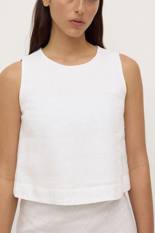 Estelle Linen Top - White