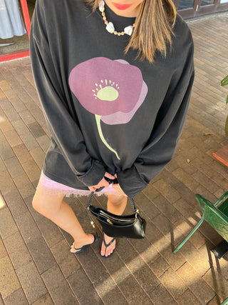 The Poppy Long Sleeve - Faded Black/Violet