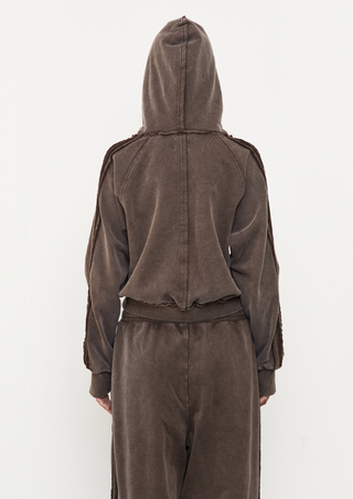 Acid Wash Zip Up Hoodie - Soil