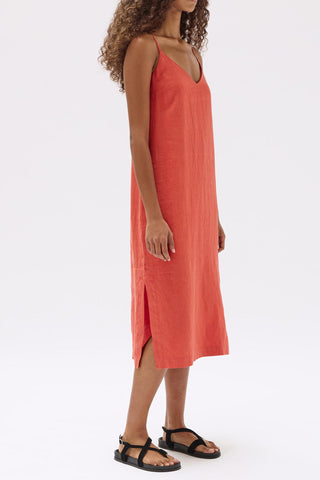 Vallory Linen Slip Dress - Papaya