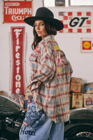 Horse Power Flannel Shirt - Burgundy