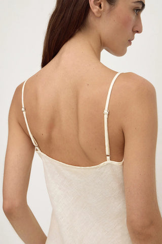 Colette Linen Slip Dress - Vanilla