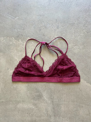 Lace Halter Bralette - Berry