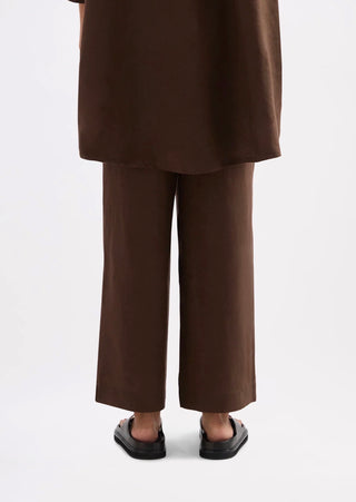 Lounge Linen Crop Pant - Chocolate