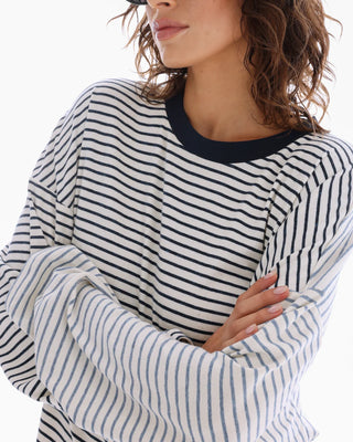 Lexi Soft Stripe Patchwork Tee - Blue