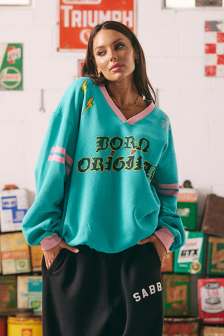The Born Original Jumper - Teal & Pink