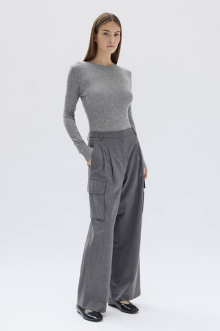 Isara Wool Cargo Pant - Charcoal Melange