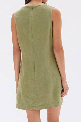 Nadine Linen Mini Dress - Pandan