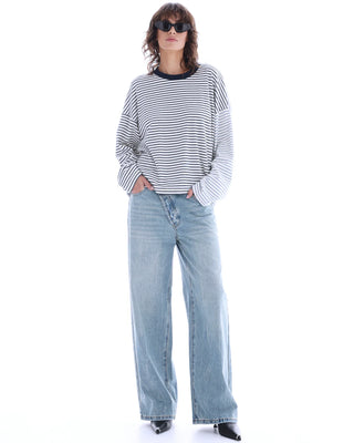 Lexi Soft Stripe Patchwork Tee - Blue