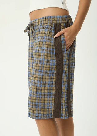 Alexa Longline Short - Cedar/Blue Check