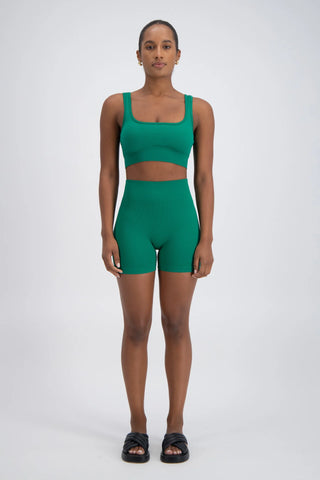 Palermo Seamless Rib Knit Crop Top - Green