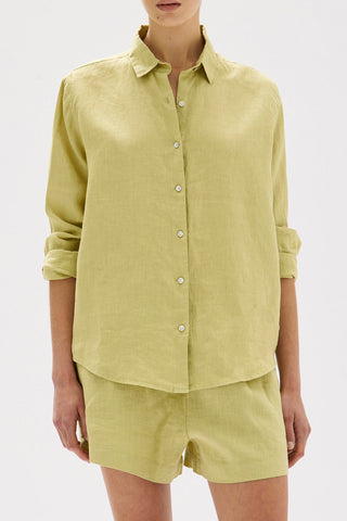 Xander Long Sleeve Linen Shirt - Pear