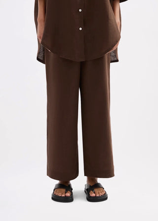 Lounge Linen Crop Pant - Chocolate