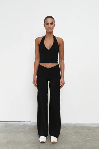 Straight Leg Wrap Pant - Black