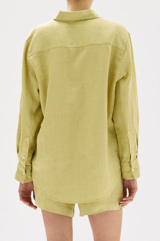 Xander Long Sleeve Linen Shirt - Pear