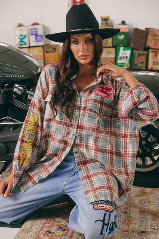 Horse Power Flannel Shirt - Burgundy