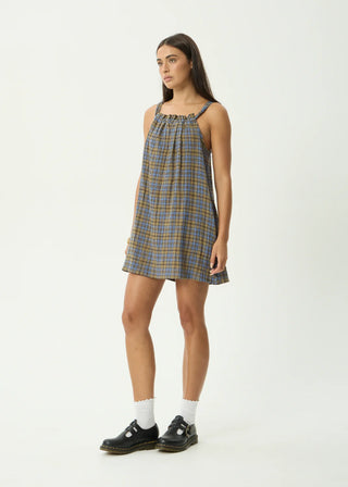 Vania Mini Dress - Cedar/Blue Check