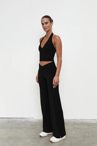 Straight Leg Wrap Pant - Black