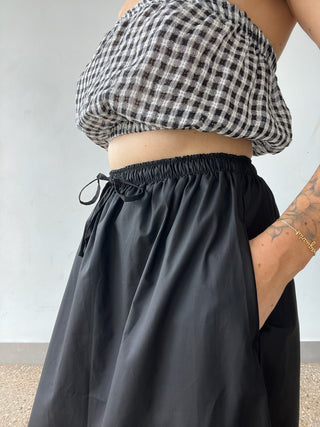 Poplin Cotton Maxi skirt - Black