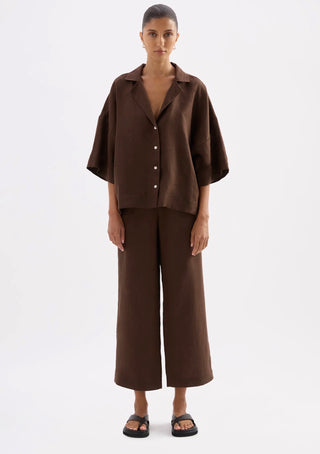 Lounge Linen Crop Pant - Chocolate
