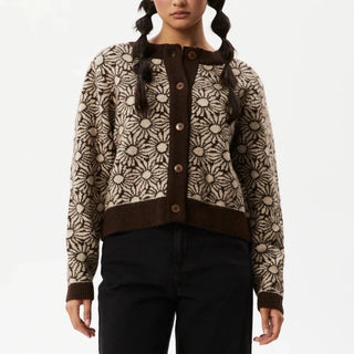 Dandy Floral Knitted Cardigan - Toffee