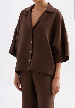 Lounge Linen Shirt - Chocolate