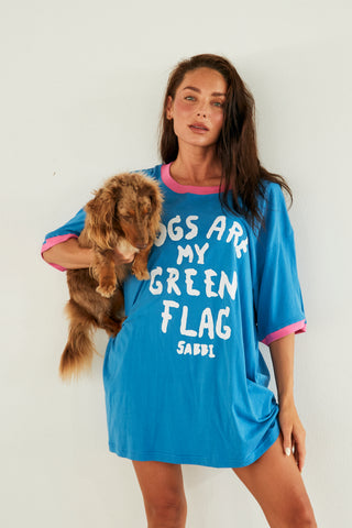 The Very Oversized Green Flag Tee - Blue