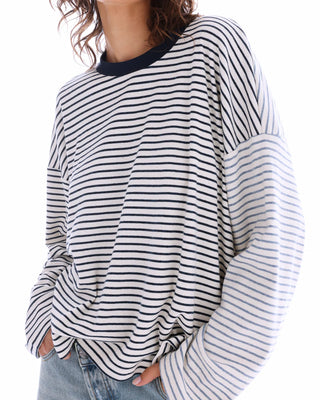Lexi Soft Stripe Patchwork Tee - Blue