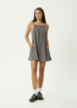 Vania Mini Dress - Cedar/Blue Check