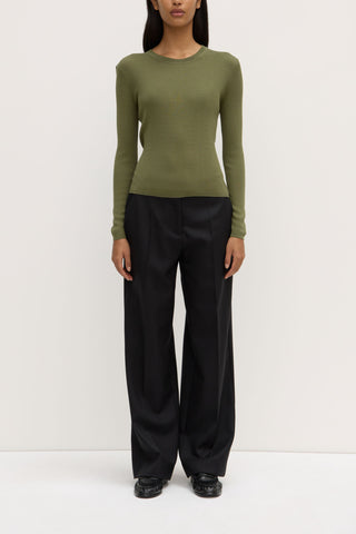 Amira Long Sleeve Knit Tee - Tarragon