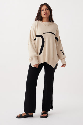 Hazel Sweater - Sand/Black