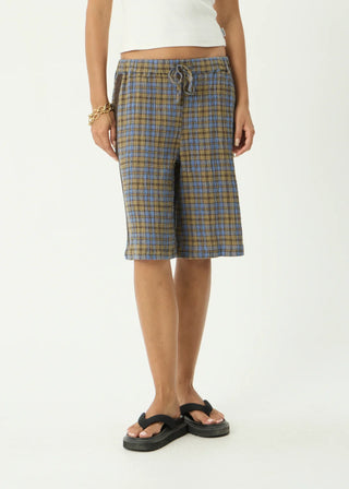 Alexa Longline Short - Cedar/Blue Check