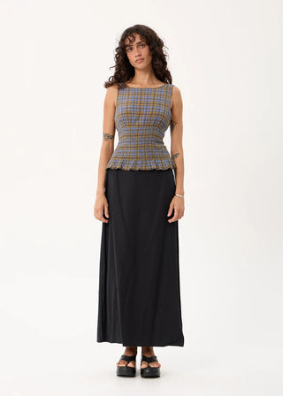 Cedar Seersucker Top - Cedar/Blue Check