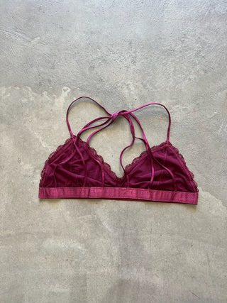 Lace Halter Bralette - Berry