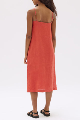 Vallory Linen Slip Dress - Papaya