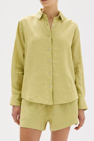 Xander Long Sleeve Linen Shirt - Pear