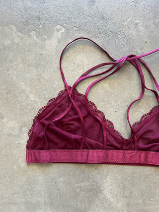 Lace Halter Bralette - Berry